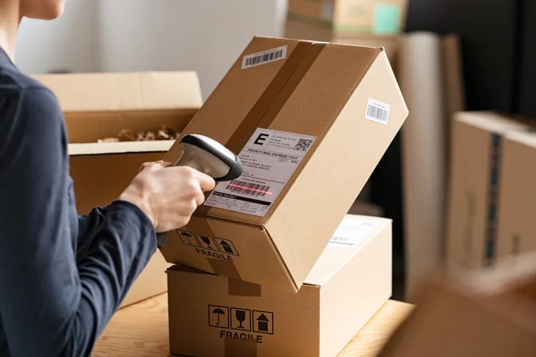 Small business owner preparing a shipment