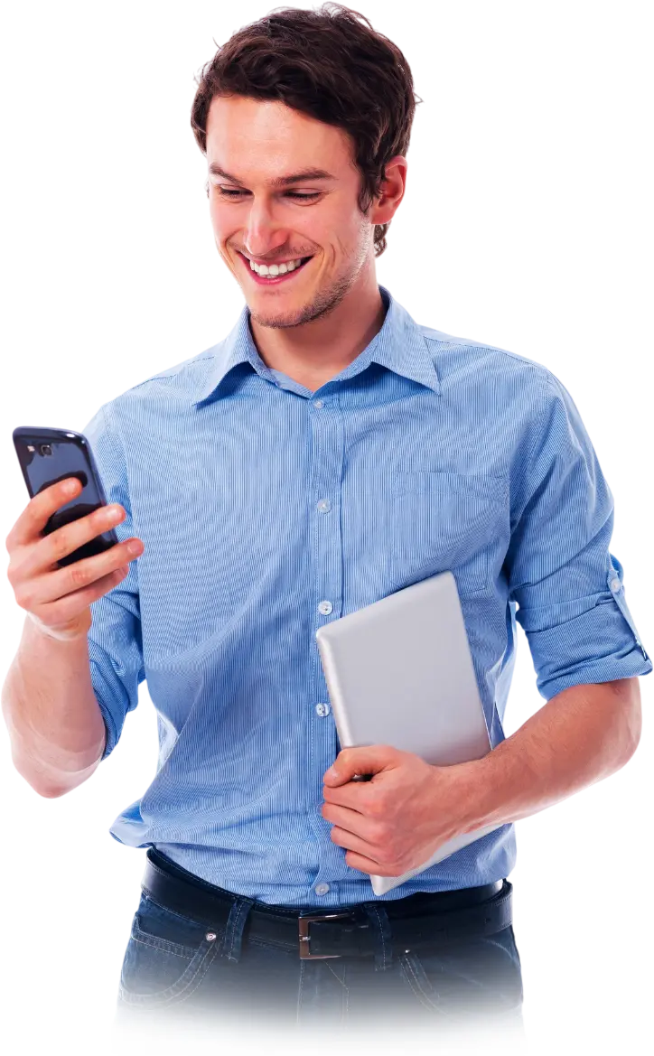 Small business owner using the GoorooShip app on his phone